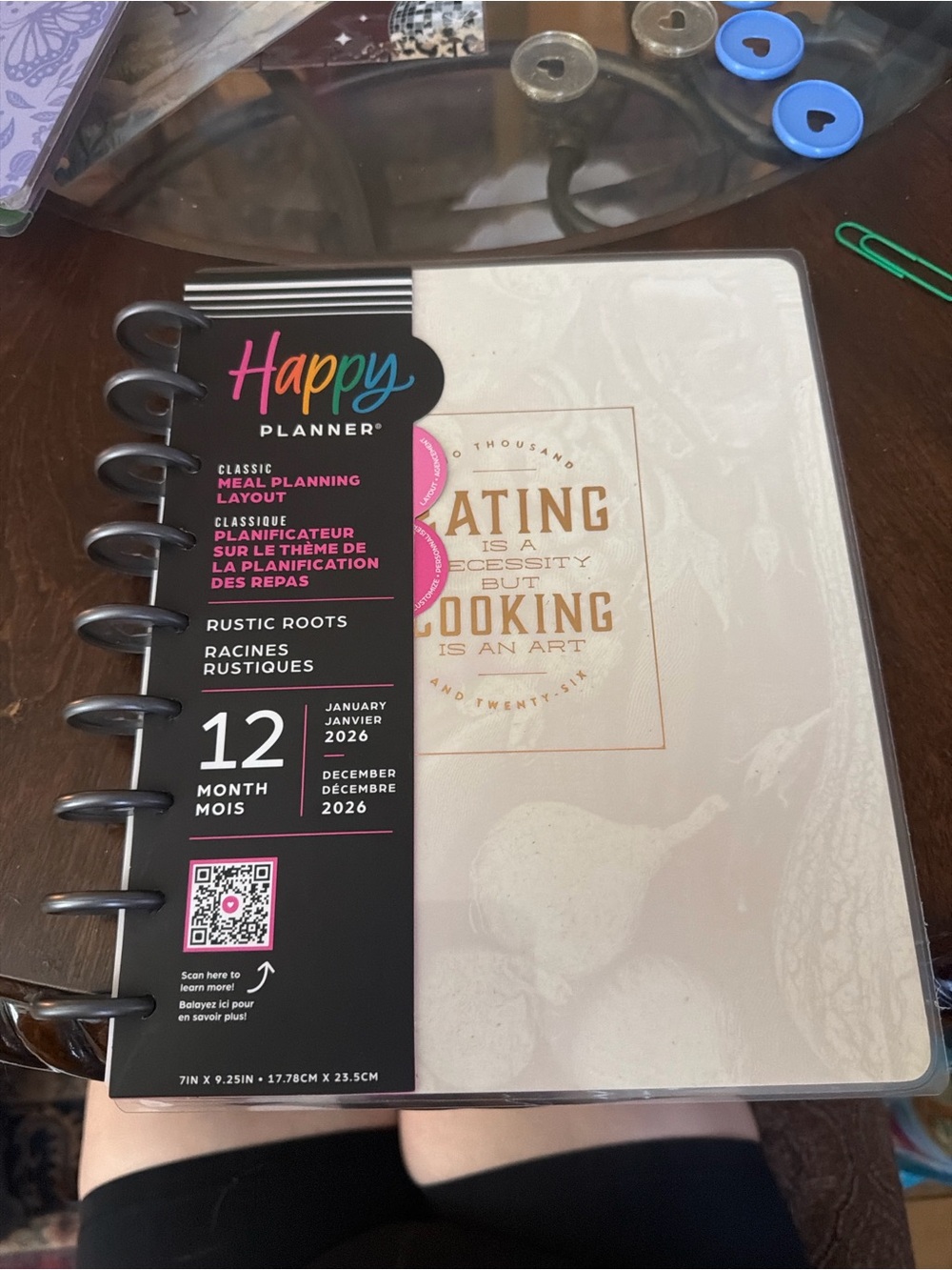 Happy Planner Rustic Roots Meal Planner - Cream, Gold, Tan & Pink Accents